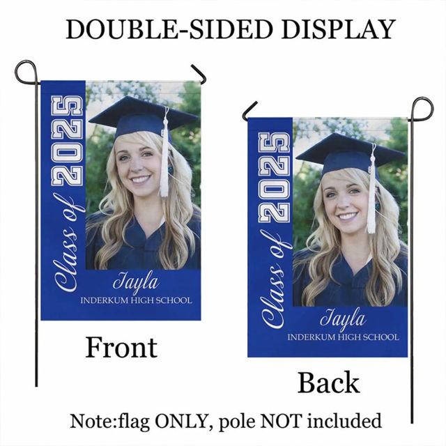 Picture of Custom Graduation Garden Flag with Photo - Personalized Garden Flag to Celebrate Graduation