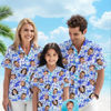 Picture of Custom Face Hawaiian Shirt for Family - Custom Hawaiian Shirt with Purple Pattern - Best Summer Holiday Gifts