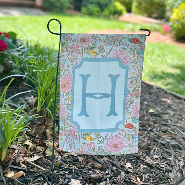 Picture of Custom Family Initial Garden Flag - Personalized Garden Flag