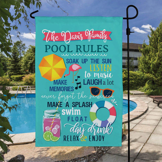 Picture of Custom Summer Pool Flag - Personalized Garden Flag for Summer Season