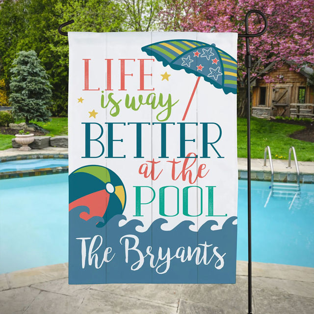 Picture of Custom Summer Pool Flag - Personalized Garden Flag for Summer Season