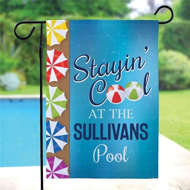 Picture of Custom Summer Pool Flag - Personalized Garden Flag for Summer Season
