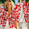 Picture of Custom Face Hawaiian Shirt for Family - Custom Hawaiian Shirt with Red Background - Best Summer Holiday Gifts