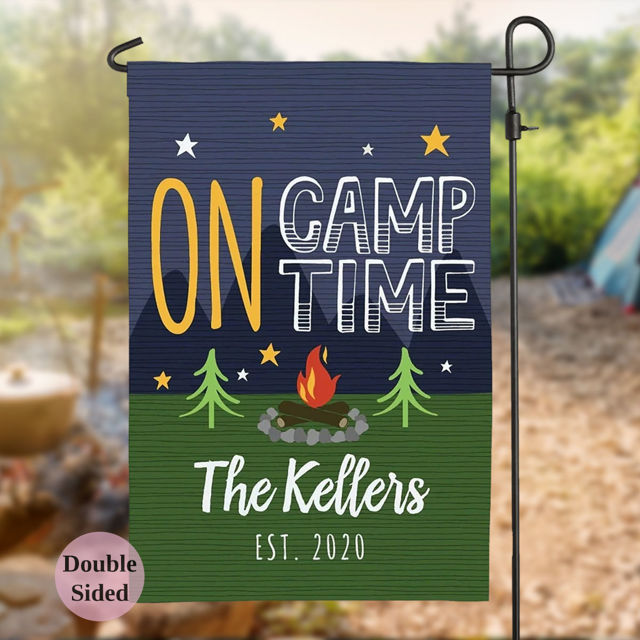 Picture of Custom Camping Sign Flag with Family Name - Personalized Sign Flag for Camping Season