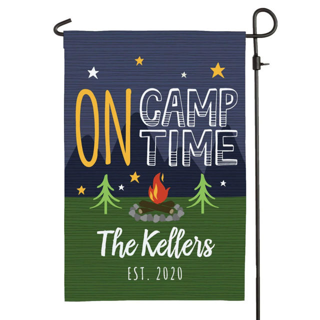 Picture of Custom Camping Sign Flag with Family Name - Personalized Sign Flag for Camping Season