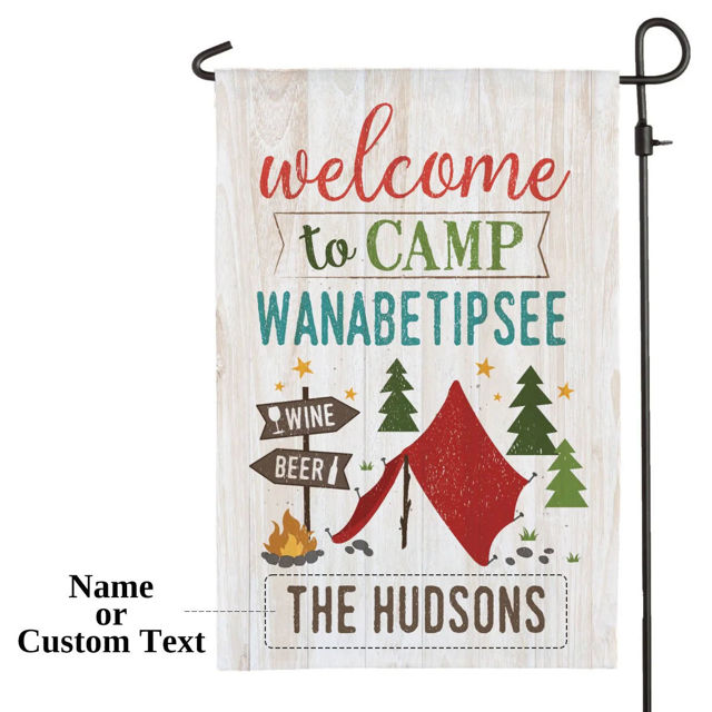 Picture of Custom Camping Sign Flag with Family Name - Personalized Sign Flag for Camping Season