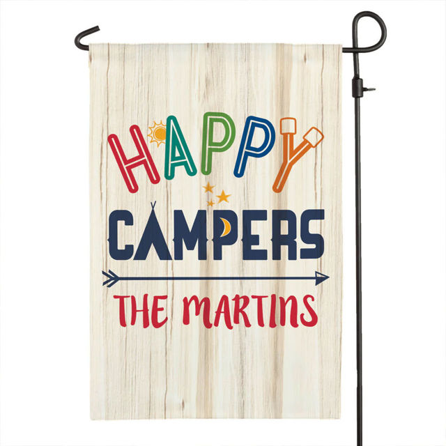 Picture of Custom Camping Sign Flag with Family Name - Personalized Sign Flag for Camping Season