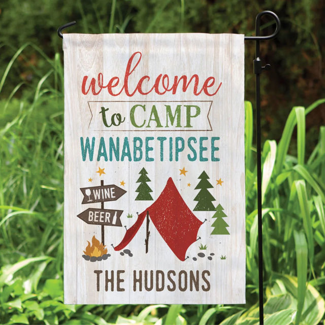 Picture of Custom Camping Sign Flag with Family Name - Personalized Sign Flag for Camping Season