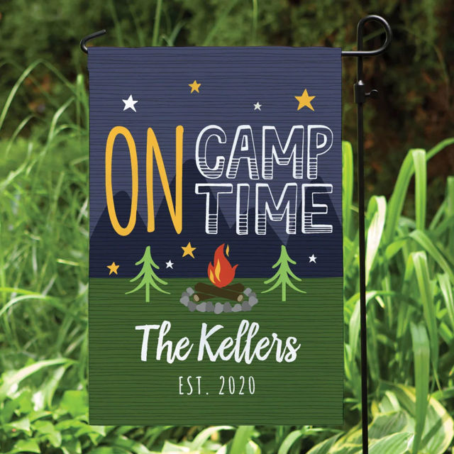 Picture of Custom Camping Sign Flag with Family Name - Personalized Sign Flag for Camping Season