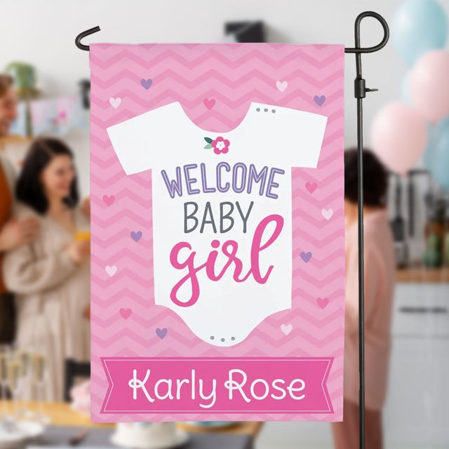Picture of Welcome New Baby Garden Flag - Custom Newborn Party Flag with Baby Name