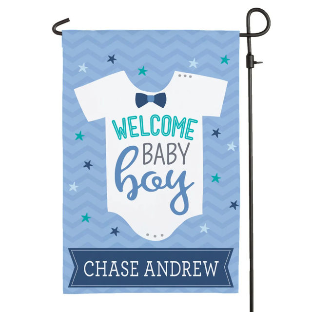 Picture of Welcome New Baby Garden Flag - Custom Newborn Party Flag with Baby Name