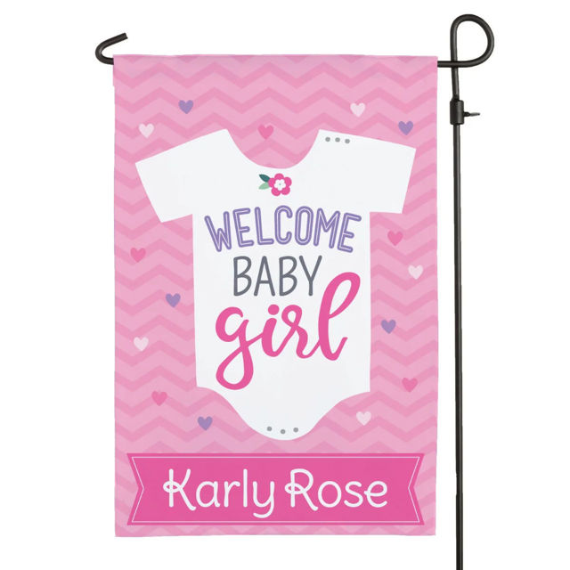 Picture of Welcome New Baby Garden Flag - Custom Newborn Party Flag with Baby Name