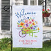 Picture of Personalized Garden Flag - Wheelbarrow Filled with Flowers - Custom Outdoor Yard Flag - Spring Garden Decor - Floral House Flag