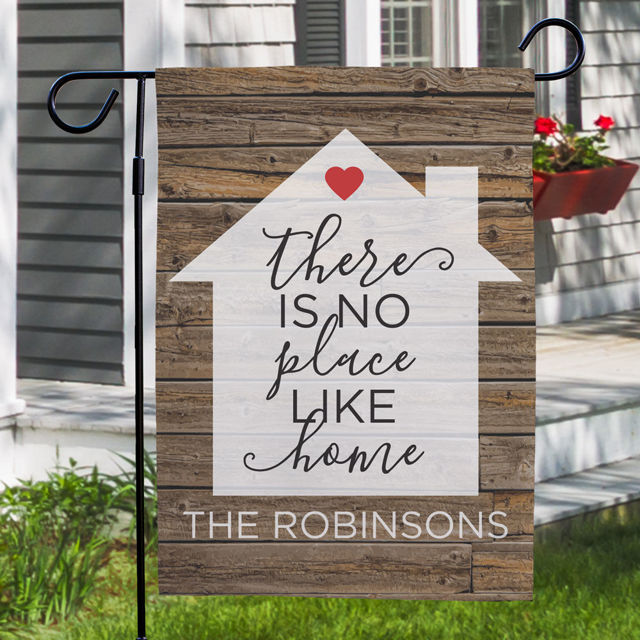 Picture of Personalized There Is No Place Like Home Garden Flag - Custom Welcome Yard Sign - Housewarming Outdoor Decor - Family Name Garden Flag