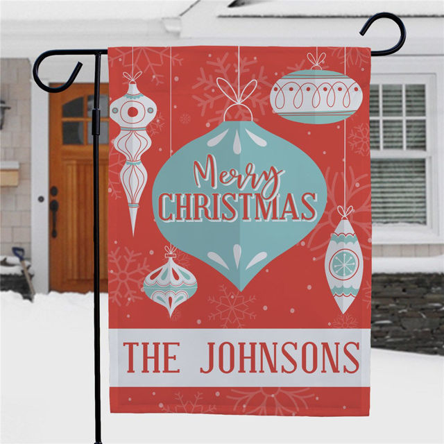 Picture of Personalized Vintage Ornament Christmas Garden Flag - Custom Holiday Yard Sign - Classic Xmas Outdoor Decor - Festive Seasonal Decoration