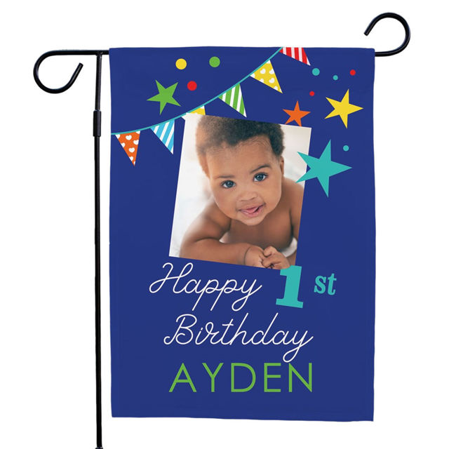 Picture of Birthday Party Sign Garden Flag - Custom Birthday Party Flag with Name - Let's Celebrat Birthday