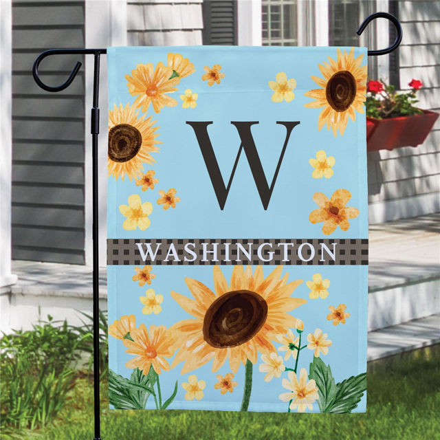 Picture of Personalized Sunflowers Garden Flag - Custom Floral Yard Sign - Summer Outdoor Decor - Bright Garden Welcome Flag - Housewarming Gift