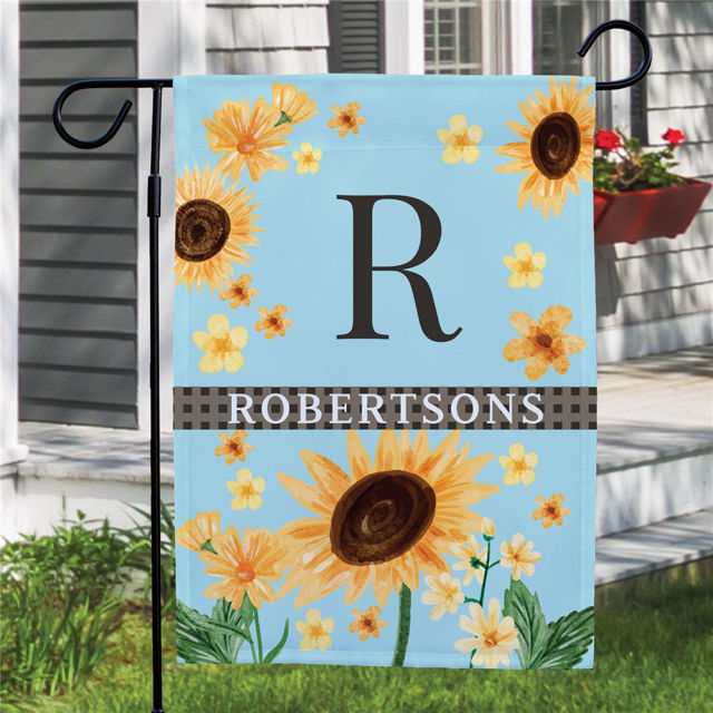 Picture of Personalized Sunflowers Garden Flag - Custom Floral Yard Sign - Summer Outdoor Decor - Bright Garden Welcome Flag - Housewarming Gift