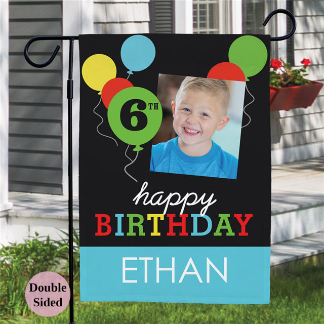 Picture of Let's Celebrate Birthday - Birthday Party Sign Garden Flag - Personalised Birthday Flag for Child