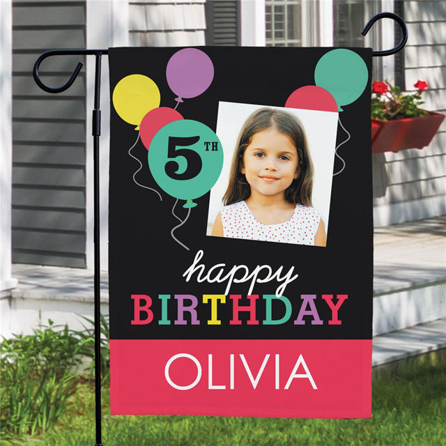 Picture of Let's Celebrate Birthday - Birthday Party Sign Garden Flag - Personalised Birthday Flag for Child