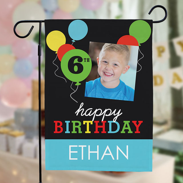 Picture of Let's Celebrate Birthday - Birthday Party Sign Garden Flag - Personalised Birthday Flag for Child