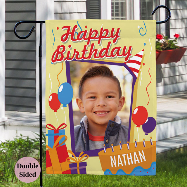 Picture of Let's Celebrate Birthday - Birthday Party Sign Garden Flag - Personalised Birthday Flag for Kids