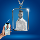 Picture of Personalized 2D or 3D Crystal Photo Necklace Gift in Rectangle with Rounded Corners