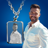 Picture of Personalized 2D or 3D Crystal Photo Necklace Gift in Rectangle with Rounded Corners