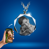 Picture of Personalized 2D or 3D Crystal Photo Necklace Gift in Octagon