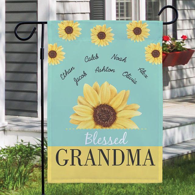 Picture of Personalized Blessed Sunflower Garden Flag – Custom Outdoor Yard Flag, Summer Garden Decor