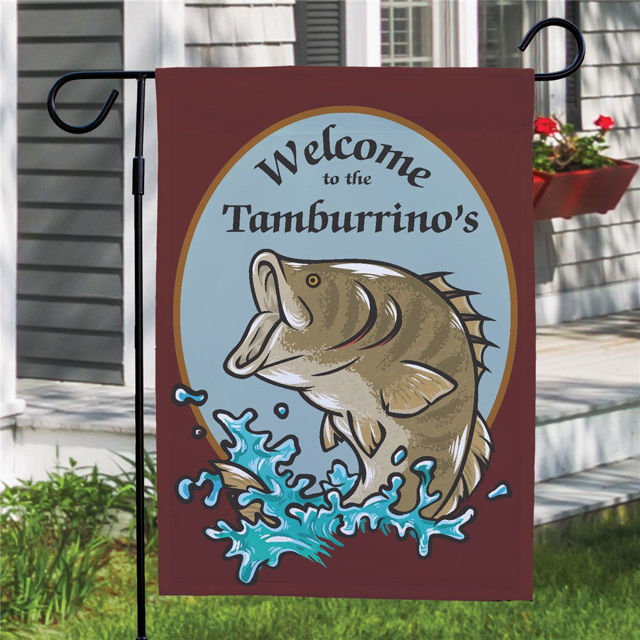 Picture of Personalized Bass Fishing Garden Flag – Custom Outdoor Flag for Yard, Lake House, Cabin Decor