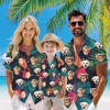 Picture of Custom Face Hawaiian Shirt for Family - Custom Hawaiian Shirt with Tropical Red Flower Pattern - Best Summer Hawaiian Shirt for Family