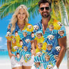 Picture of Custom Face Hawaiian Shirt for Family - Custom Hawaiian Shirt with Tropical Yellow Flower Pattern - Best Summer Hawaiian Shirt for Family