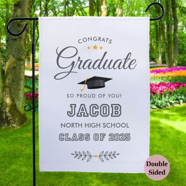 Picture of Happy Graduation- Custom Graduation Garden Flag - Personalized Garden Flag to Celebrate Graduation