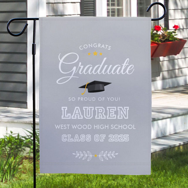 Picture of Happy Graduation- Custom Graduation Garden Flag - Personalized Garden Flag to Celebrate Graduation