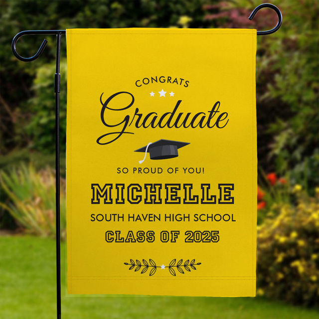 Picture of Happy Graduation- Custom Graduation Garden Flag - Personalized Garden Flag to Celebrate Graduation