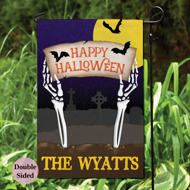 Picture of Happy Hallowen - Personalized Hallowen Theme Garden Flag - Outdoor Decor for Home or Garden