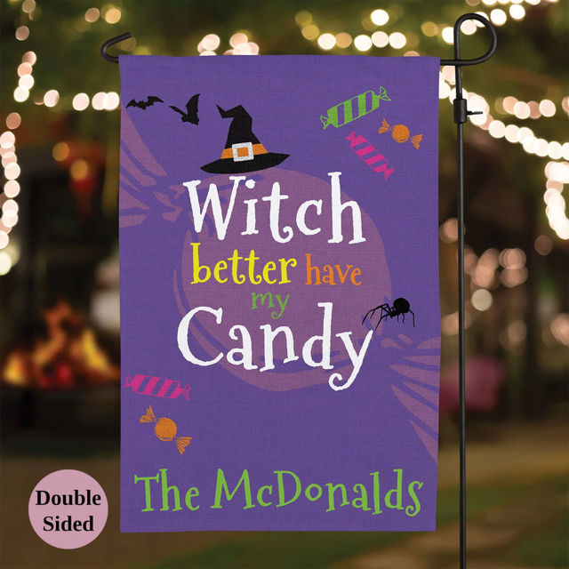 Picture of Trick or Treat - Personalized Hallowen Theme Garden Flag - Outdoor Decor for Home or Garden
