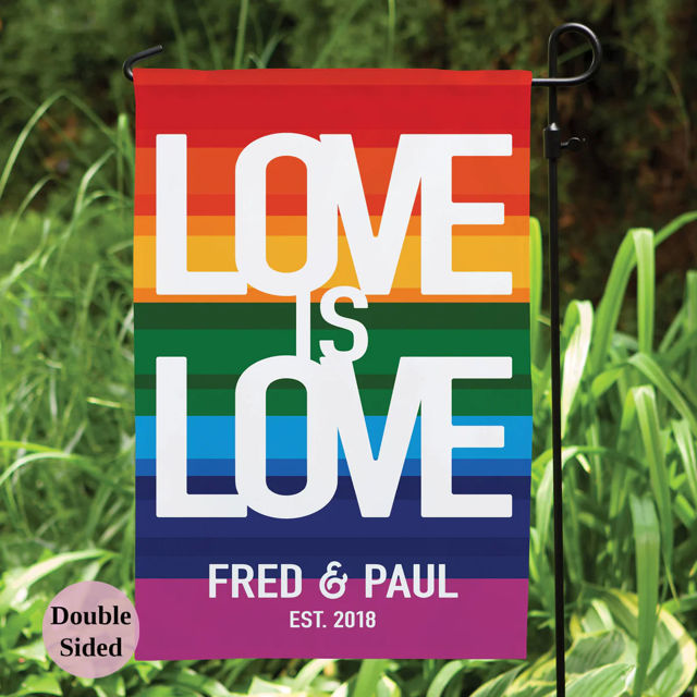 Picture of Love Is Love - Personalized Garden Flag with Name - Front door Decor or Garden