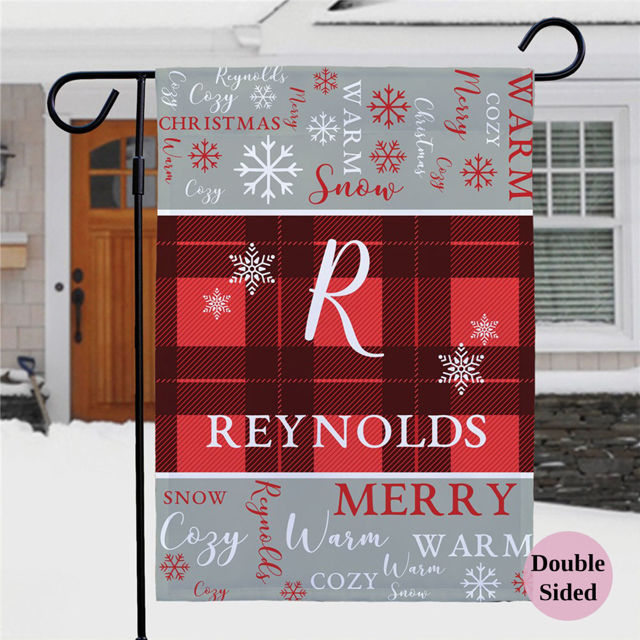 Picture of Christmas Garden Flag with Names – Personalized Outdoor Decor for Yard & Garden