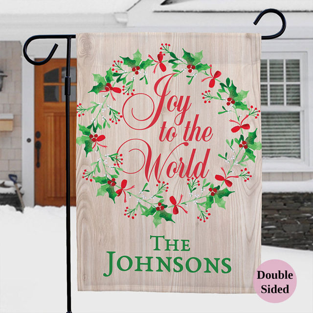 Picture of Christmas Garden Flag with Family Name – Personalized Holiday Outdoor Decor for Yard & Garden