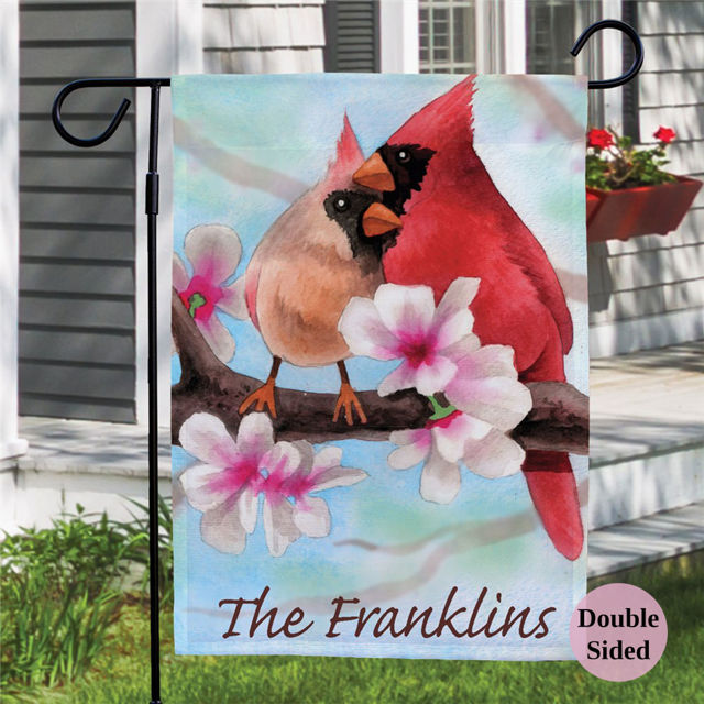 Picture of Personalized Spring Cardinals Garden Flag- Custom Outdoor Decor for Yard & Garden