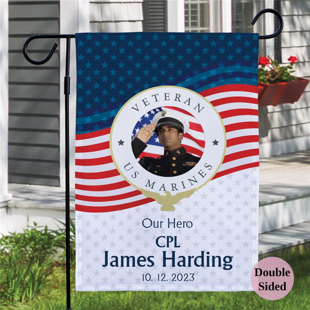 Picture of Personalized Veteran Memorial Garden Flag - Custom Photo Memorial Garden Flag
