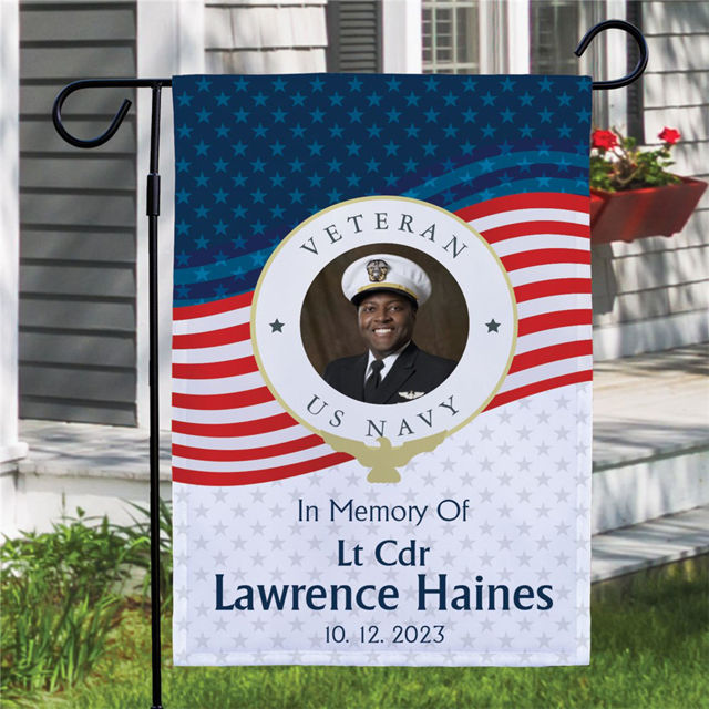 Picture of Personalized Veteran Memorial Garden Flag - Custom Photo Memorial Garden Flag