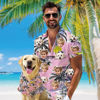 Picture of Custom Face Hawaiian Shirt for Family and Pets - Pink Ground with Coconut Tree Pattern - Best Summer Hawaiian Shirt for Family