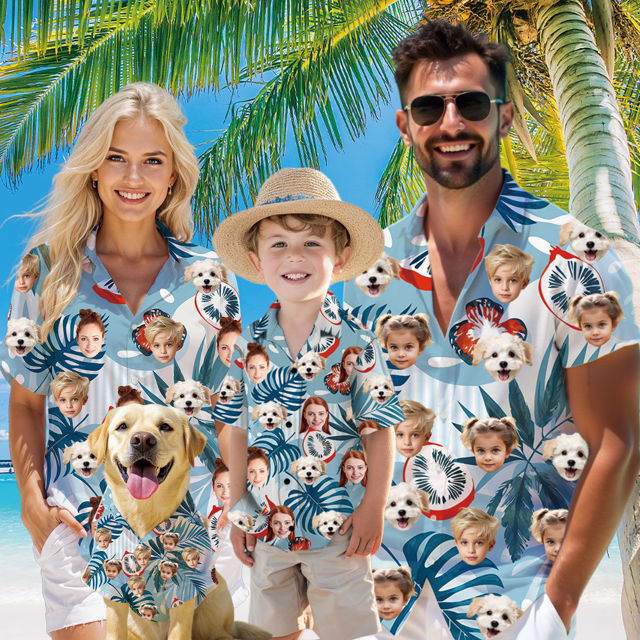 Picture of Custom Face Hawaiian Shirt for Family and Pets - Fig Pattern - Best Summer Hawaiian Shirt for Family