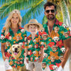 Picture of Custom Face Hawaiian Shirt for Family and Pets - Bright Tropical Flowers Pattern - Best Summer Hawaiian Shirt for Family