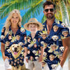 Picture of Custom Face Hawaiian Shirt for Family and Pets - Dark Blue Background with Yellow Flowers Pattern - Best Summer Hawaiian Shirt for Family