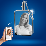Picture of Personalized 2D or 3D Crystal Photo Keychain Gift in Rectangle with Rounded Corners