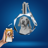 Picture of Personalized 2D or 3D Crystal Photo Keychain Gift in Octagon